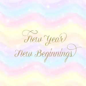 New Year, New beginning, on a rainbow colored background
