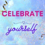 Celebrate yourself! A sky background, with confetti splash